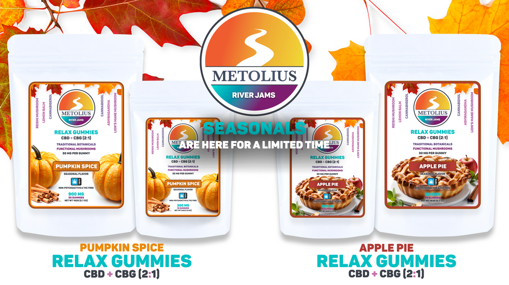 River Jams Relax Gummies - Seasonal Flavors Of Pumpkin Spice + Apple Pie - Here For A Limited Time