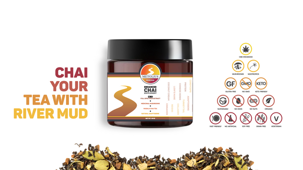 RIVER MUD CHAI - CBD EXTRACT + MEDICINAL MUSHROOMS + NATURAL ADAPTOGENS + MASALA CHAI