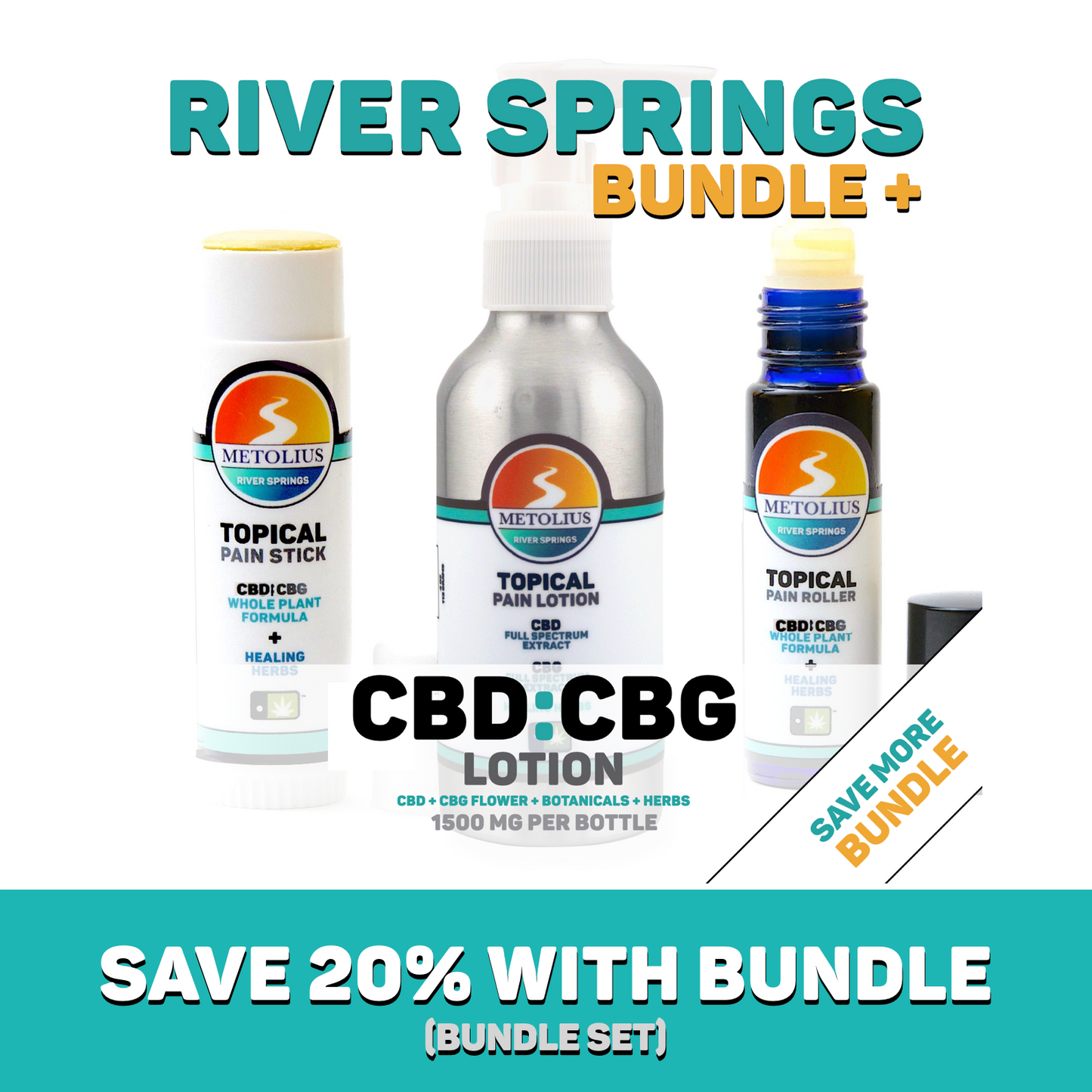 
                  
                    RIVER SPRINGS LOTION - CBD + CBG EXTRACT + ESSENTIAL OILS + HEALING HERBS + LOTION
                  
                