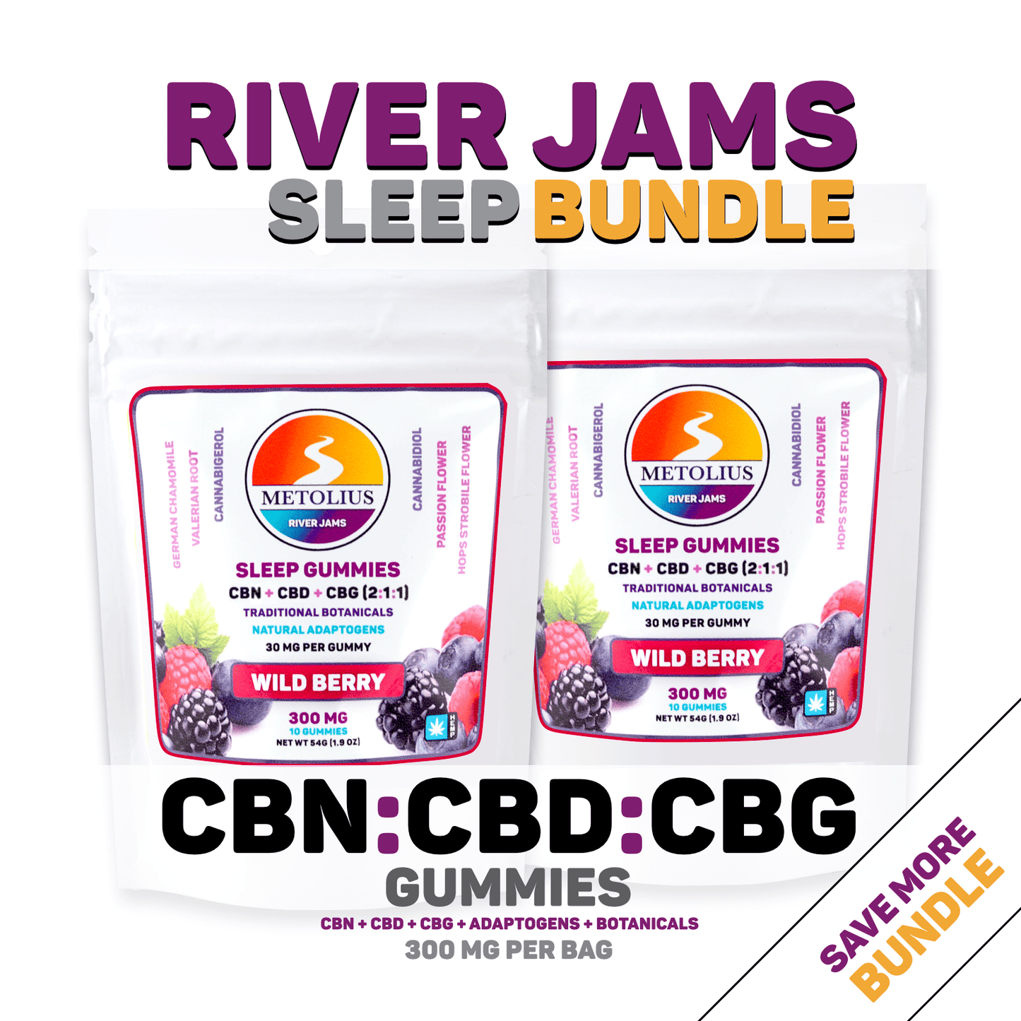 
                  
                    RIVER JAMS SLEEP BUNDLE - CBN + CBD + CBG + TRADITIONAL BOTANICALS + NATURAL ADAPTOGENS
                  
                