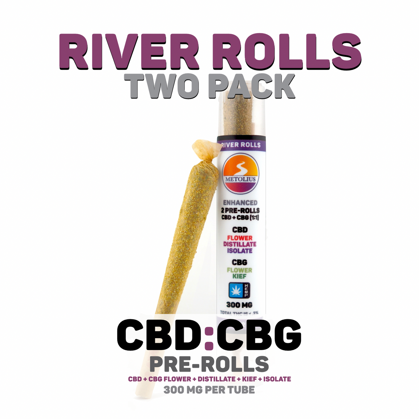 
                  
                    RIVER ROLLS TWO PACK - CBD + CBG FLOWER + CBD DISTILLATE + ISOLATE + CBG KIEF
                  
                