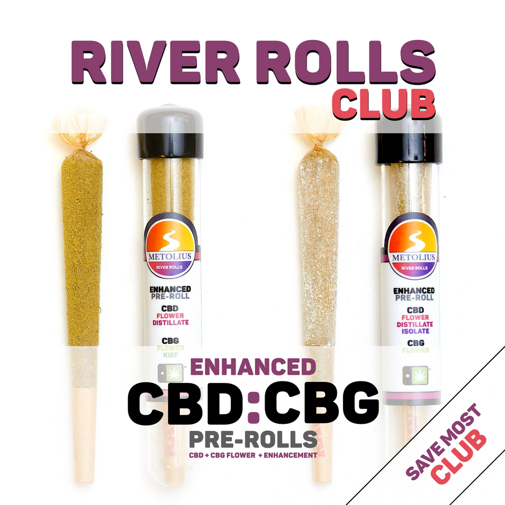 RIVER ROLLS CLUB - CBD + CBG FLOWER + CBD DISTILLATE + ISOLATE + CBG KIEF